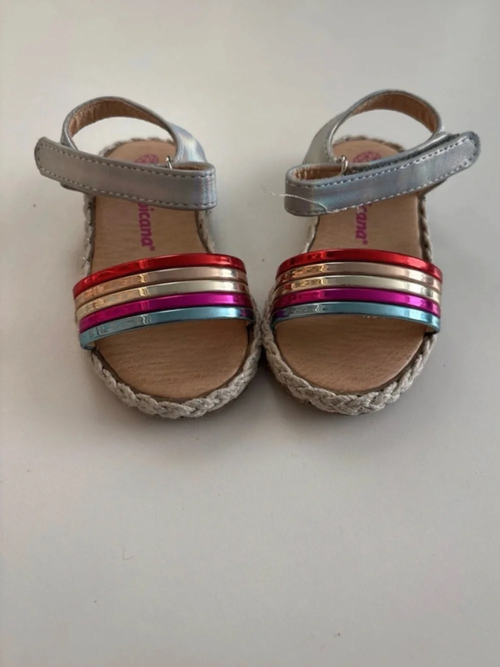 Kids Metallic Rainbow Strap Sandals - Silver 3